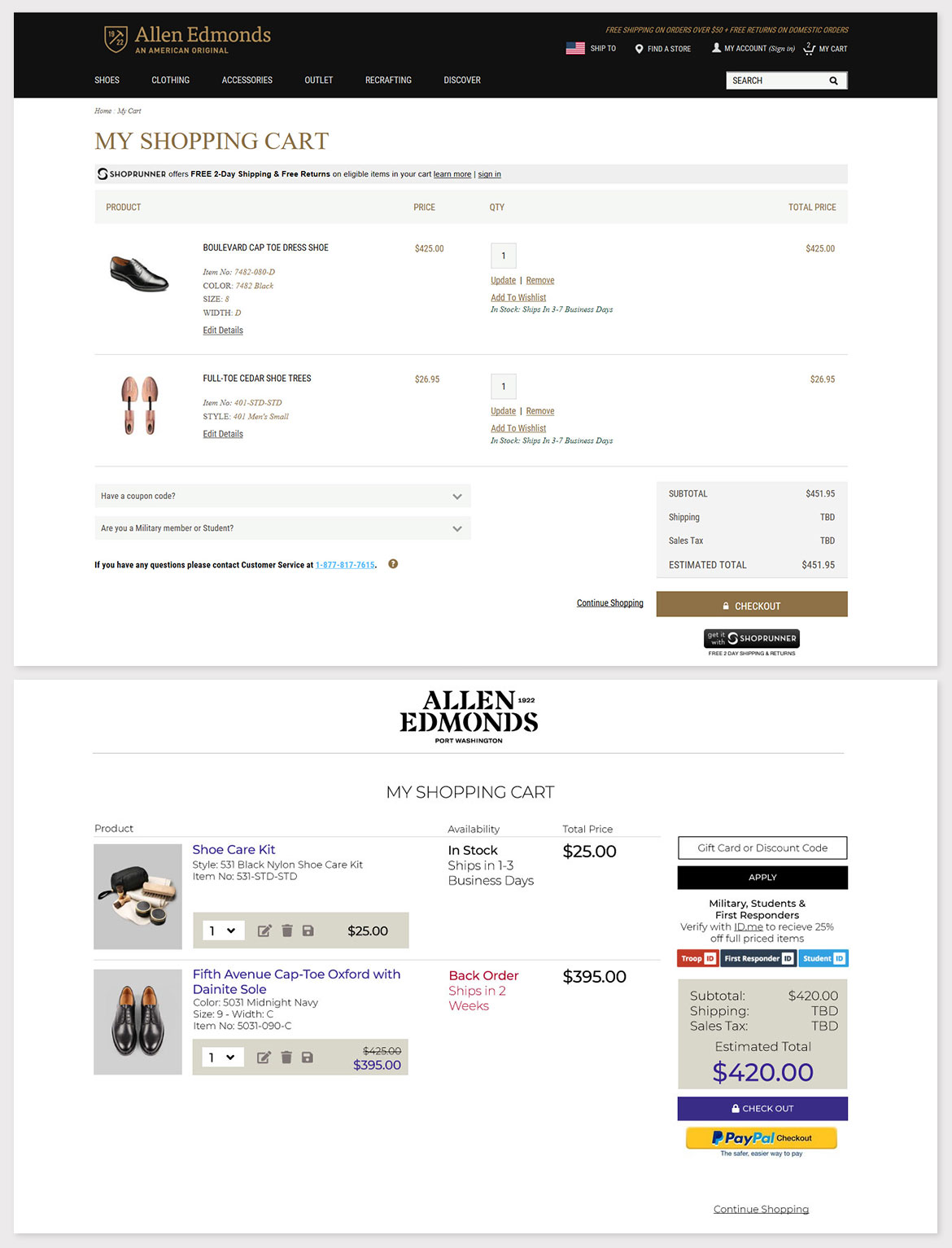 ux ecommerce shopping cart