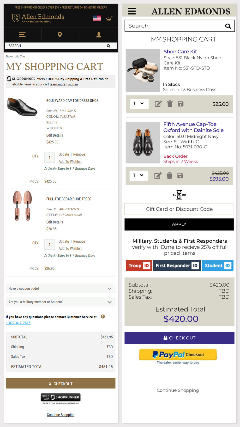 ux ecommerce shopping cart